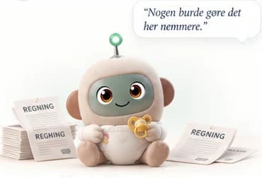 sparAgenten som lille, omgivet af regninger, med taleboblen "Nogen burde gøre det her nemmere."